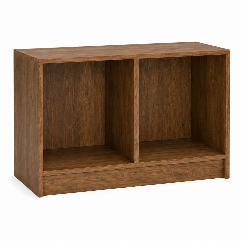 Meuble TV rectangulaire à 2 niches marron effet noyer en MDF 80 x 40 x 60 cm