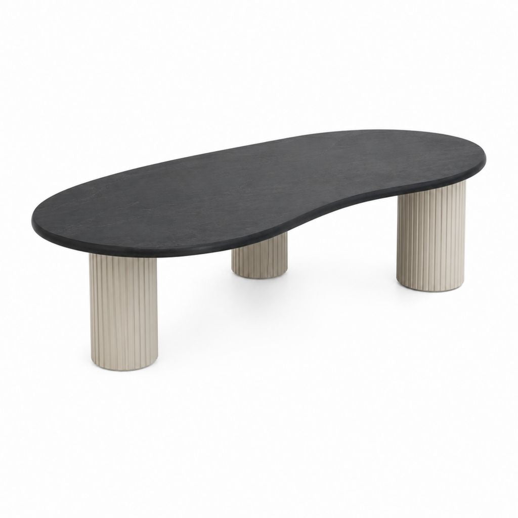 Table basse ovale noire et beige en MDF 120 x 60 x 38 cm