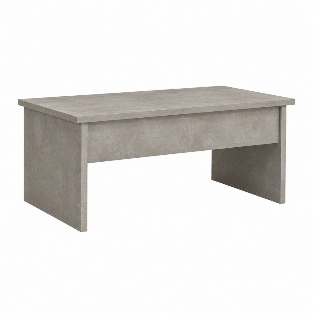 Table basse rectangulaire grise en panneaux de particules mélaminés effet béton 100 x 60 x 45 cm