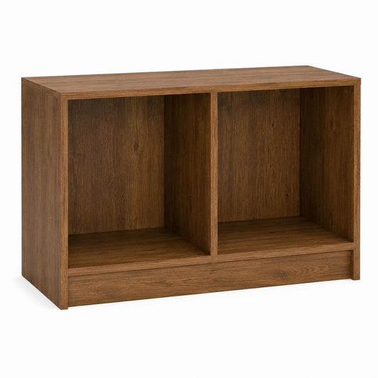 Meuble TV rectangulaire à 2 niches marron effet noyer en MDF 80 x 40 x 60 cm